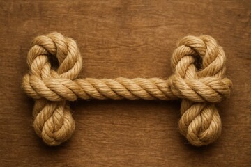 A rope tied in a bow shape on a textured wooden background