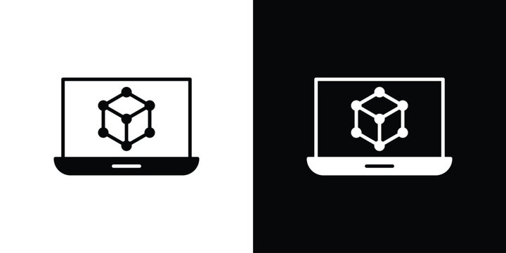 Computer simulation icon. Simple high quality pictogram. Modern solid style