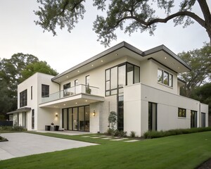 Contemporary Residential Architecture with Clean Lines and Neutral Tones in Daylight