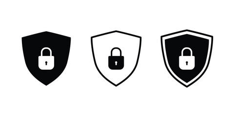 shield security icon set. digital protection lock icons. encrypted padlock sign. cyber protection and privacy