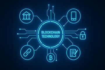 Obraz premium blockchain, blockchain technology, digital network, abstract blockchain diagram, smart contracts, cryptocurrency, mobile banking, secure access, digital security, glowing network, blockchain visualiza