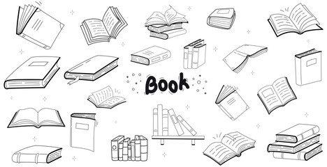 Book hand drawing element set