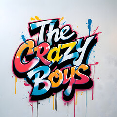 The crazy boys colorful poster inscription with unique gradient letters with shadow. Ai generated image with highlights. beautiful drawing for printing on plates, T-shirts, stickers, banners, bags.