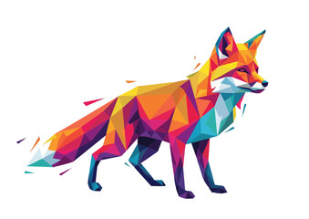Colorful geometric fox illustration in vibrant shades