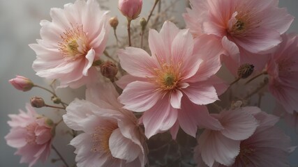 Pink flowers with buds in vase