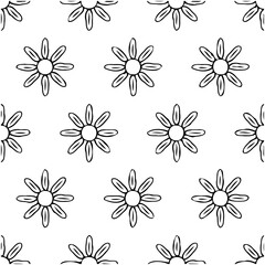 Seamless floral pattern with hand-drawn daisies perfect for backgrounds and designs