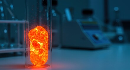 Orange glowing substance in a clear glass test tube
