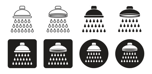 Bathroom shower icon set. Hotel bathroom service. Vector illustration