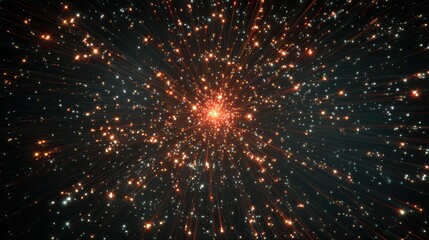 A mesmerizing display of cosmic particles radiating from a luminous center, embodying the beauty of the universe.