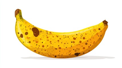 Ripe banana with brown spots