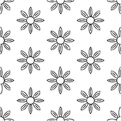 Seamless pattern with simple hand drawn flowers perfect for textile designs