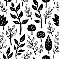 Elegant monochrome foliage pattern for backgrounds, textiles and surface designs