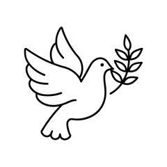 peace dove icon with leaf coloring page vector art silhouette