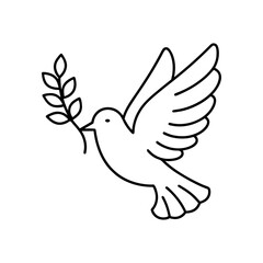 peace dove icon with leaf coloring page vector art silhouette