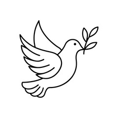 peace dove icon with leaf coloring page vector art silhouette