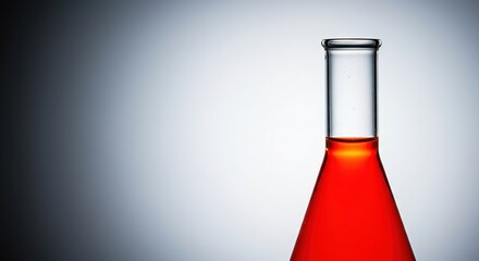 A conical flask filled with red liquid on gradient