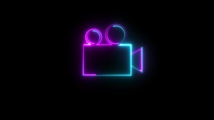 Recording Folder Icon.  digital  Video call icon design  by neon .black background . - Powered by Adobe