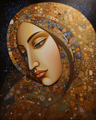 Golden Elegance An Artistic Portrait Depicting a Contemplative Woman Full of Depth and Emotion