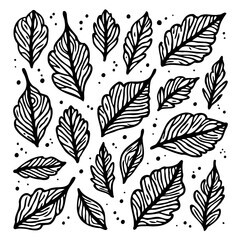 Elegant Leaf Pattern Background: Black and White Botanical Illustration Design
