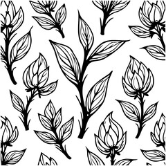 Elegant floral pattern design with detailed botanical elements and minimalist aesthetic