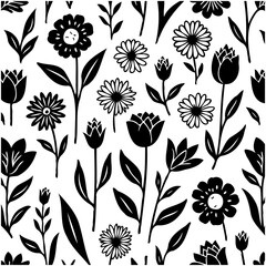 Elegant black and white floral pattern design, perfect for various backgrounds
