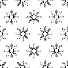 Seamless floral pattern with daisies hand drawn style for fabric and textile