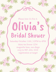 Hand drawn bridal shower invitation. Doodle style vector card for modern bridal parties, celebrations, and printable stationery.