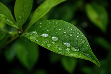 Close-up of a wet green leaf