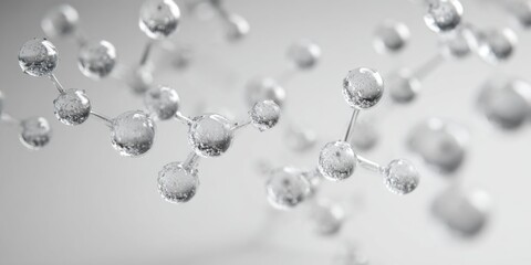 Molecular structures depicting a cluster of interconnected water molecules in a scientific setting