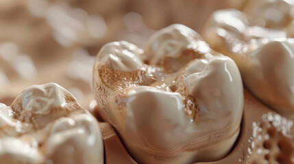 ** Close-Up of Human Molar Tooth with Detailed Enamel and Surface Texture in a Dental Health and Anatomy Concept

**