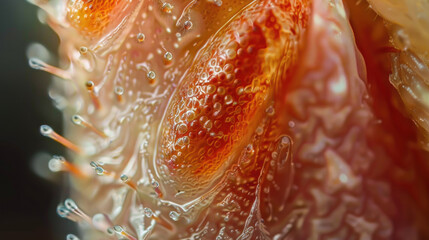 Close-Up Macro Shot of Vibrant and Textured Surface with Intricate Patterns and Organic Details