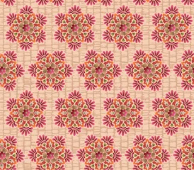 Gardinen Barock Abstract seamless color full paisley flower leaf bunch pattern cream background design  © 1234