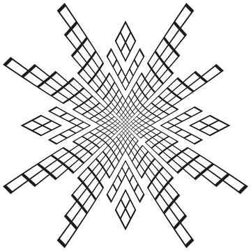 recommend clip art: Abstract square pattern. Geometric distorted grid. Black white shape. Vector optical illusion