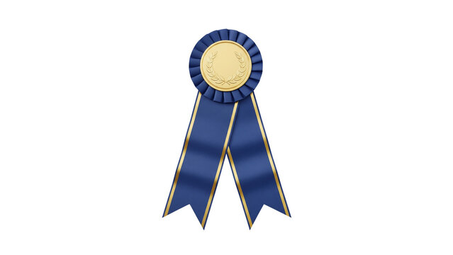 Elegant blue ribbon with golden accents, perfect for awards or recognition