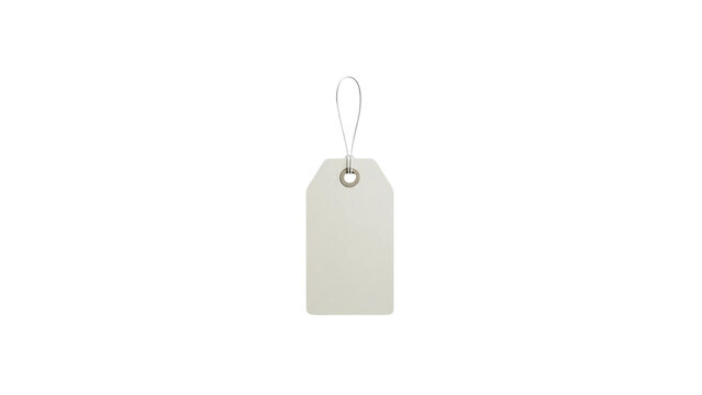 Isolated plain white price tag on string, product tag for retail sales