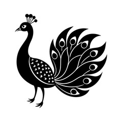 Fototapeta premium peacock with vibrant tail vector art silhouette