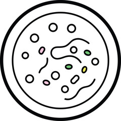 Bacteria Culture Petri Dish Icon with Colorful Colonies