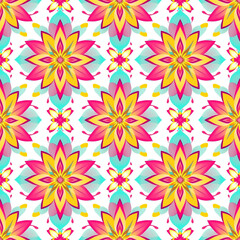 Perfect Seamless Vibrant Lotus Mandala Pattern
