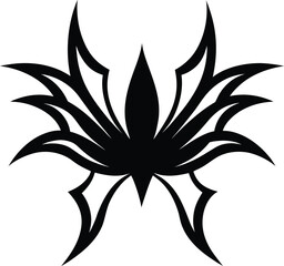 Bold Tribal Floral Wing Element with Spiked Leaves