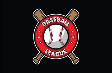 Baseball League Emblema with Crossed Bats Vector 