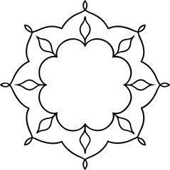 Circular Mandala Floral Frame with Detailed Scrollwork