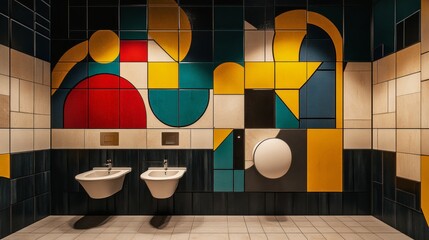 Transforming public spaces a creative design of abstract toilet symbols in urban environments for innovative restroom experiences