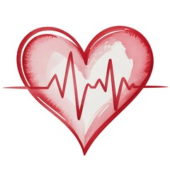 Red heart with cardiogram heartbeat pulse