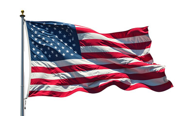 Waving American Flag with Rich Colors and Textures Representing National Pride and Unity isolated on white background
