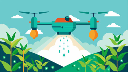 An illustration highlighting how precise application of fertilizers by drones can lead to more uniform crop growth and increased yields.. Vector illustration