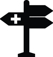 Obraz premium Clear hospital directional signpost indicating medical services silhouette