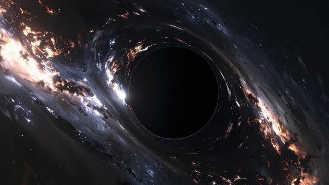 A mesmerizing visualization of a black hole, showcasing the cosmic beauty of the universe. The artwork captures the intense gravitational pull and the surrounding swirling, captivating energy.