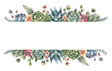 Succulent floral border green pink