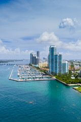 Aerial phto Miami Beach Marina and yachts 100mp