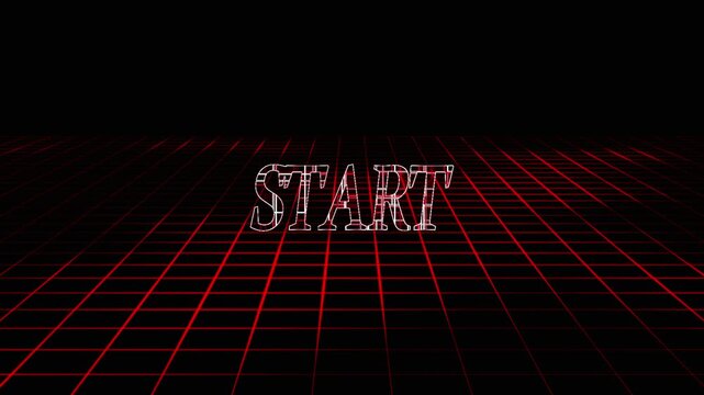 Animation of start text on black background. - Powered by Adobe